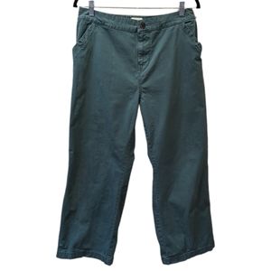 Pact Cropped Green Wide Leg Organic Cotton Blend Leisure Casual Pants (L)